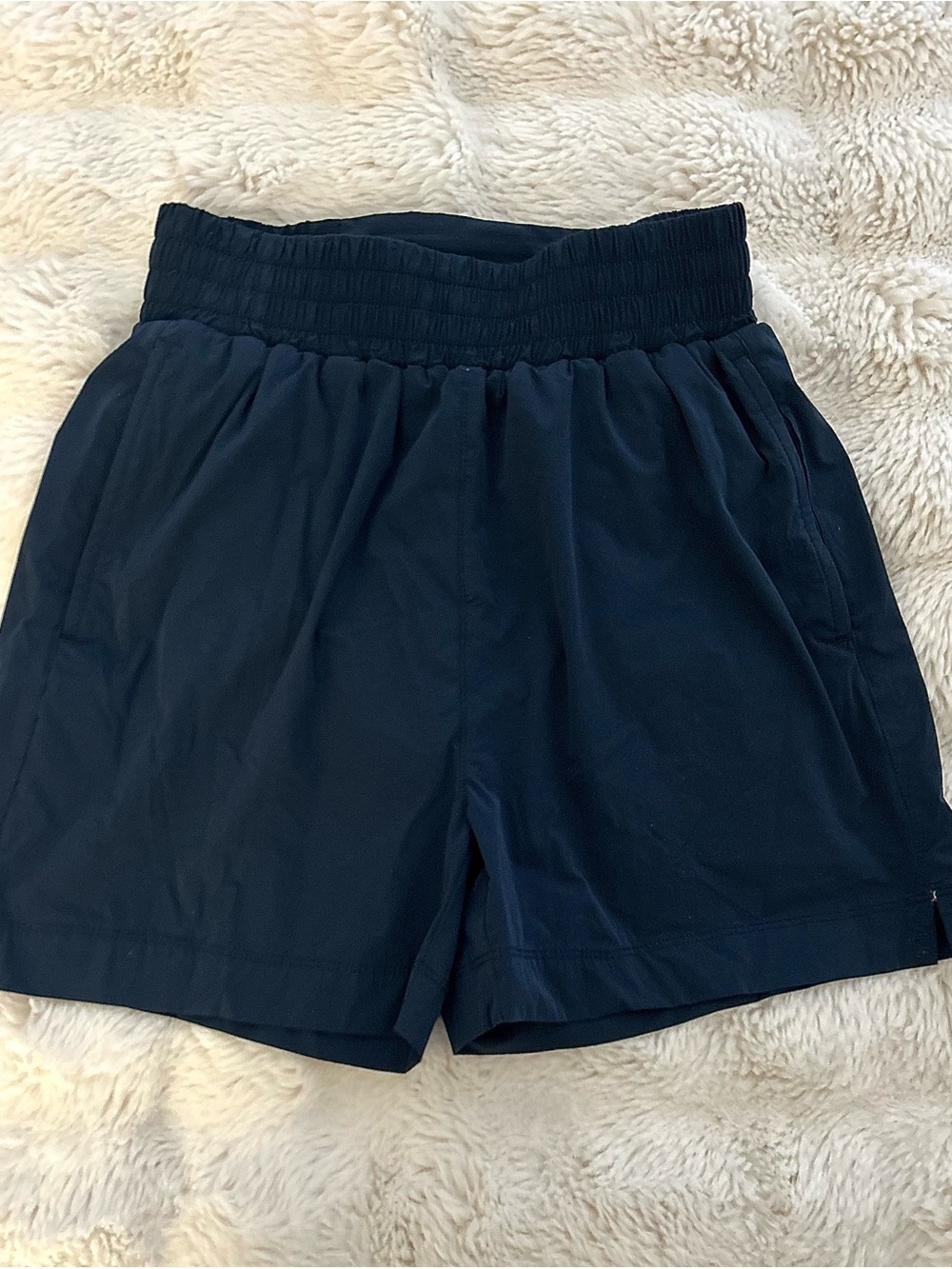 Navy Elastic Waist Casual Shorts